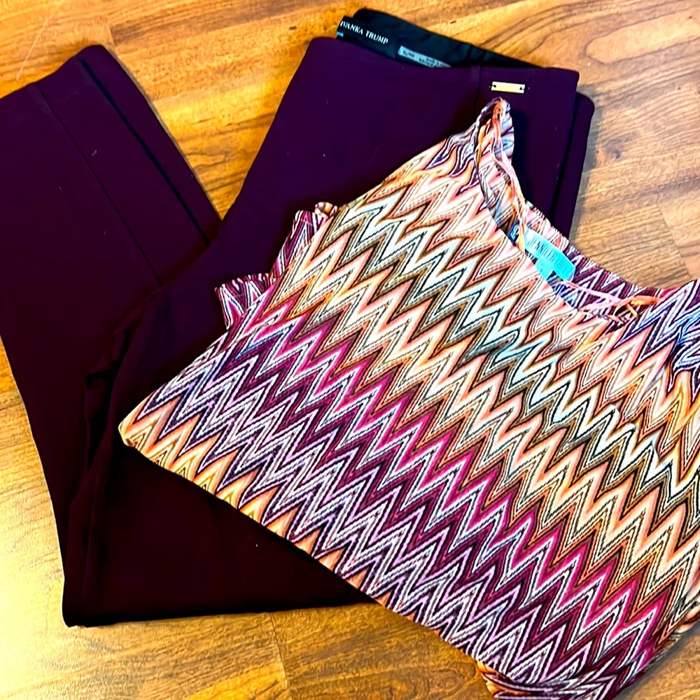 Set of Ivanka Trump xl pants and Jennifer Lopez shirt.